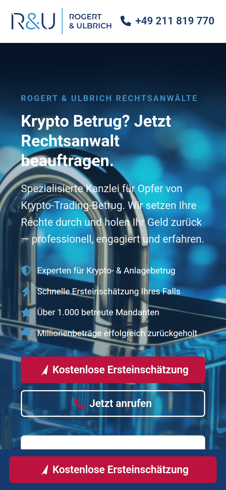 R&U Rechtsanwälte – Mobile-Mockup